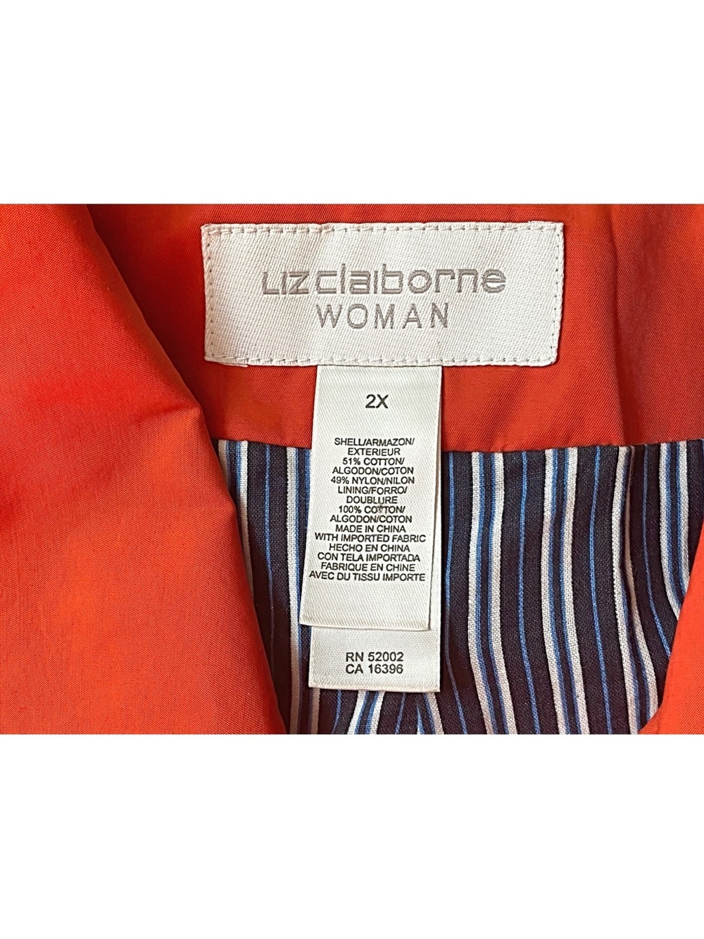 Liz Claiborne Orange Raincoat Trench Jacket Size 2X - Picture 5 of 5